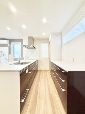 �L�b�`���@�w�ʂɐH��I��ݒu�������[�[���̃L�b�`��